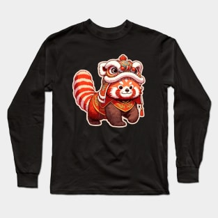 Red Panda Lion Dance for Chinese New Year 2024 Long Sleeve T-Shirt